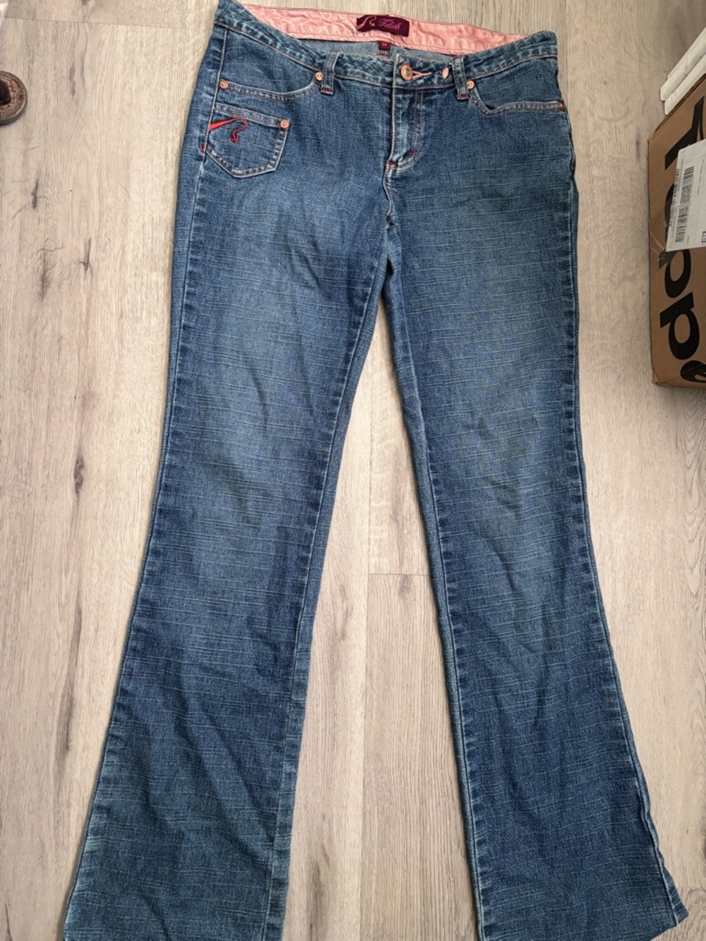 Women’s Blue Flare Jeans with Subtle Embroidery